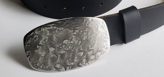 Fisherman's Belt Buckle Jean Buckle Hand Forged "fish scale" Hypoallergenic Unisex Stainless Steel Buckle Fits 1-1/2" Leather Belt
