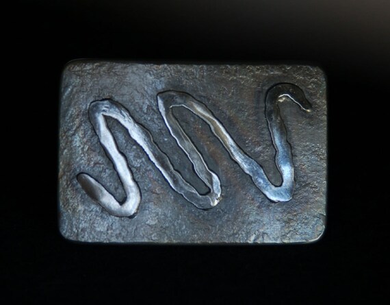 Belt & Buckle Hand Wrought Stainless Steel w/Stainless Design ~ Buckle For 1-1/2" Leather Belt ~ Choose From Five Belt Colours ~ Jean Buckle