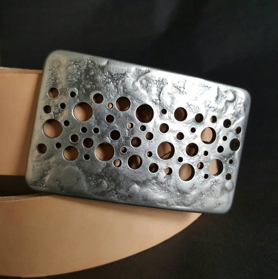 Confetti Belt Buckle Hypoallergenic Wedding Blue Jean Belt Buckle fits 1.5" Leather Belt Hand Forged Silver Stainless Steel Groomsmen Gifts
