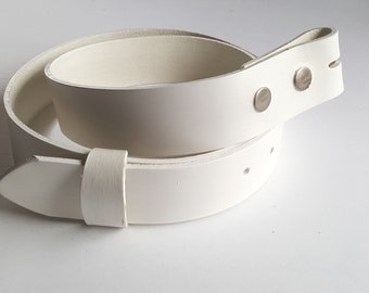 1-1/2" Hand Dyed White Leather Belt INTERCHANGEABLE with Snaps, 1-1/2" Wide, Chartreuse, Red & Blue,