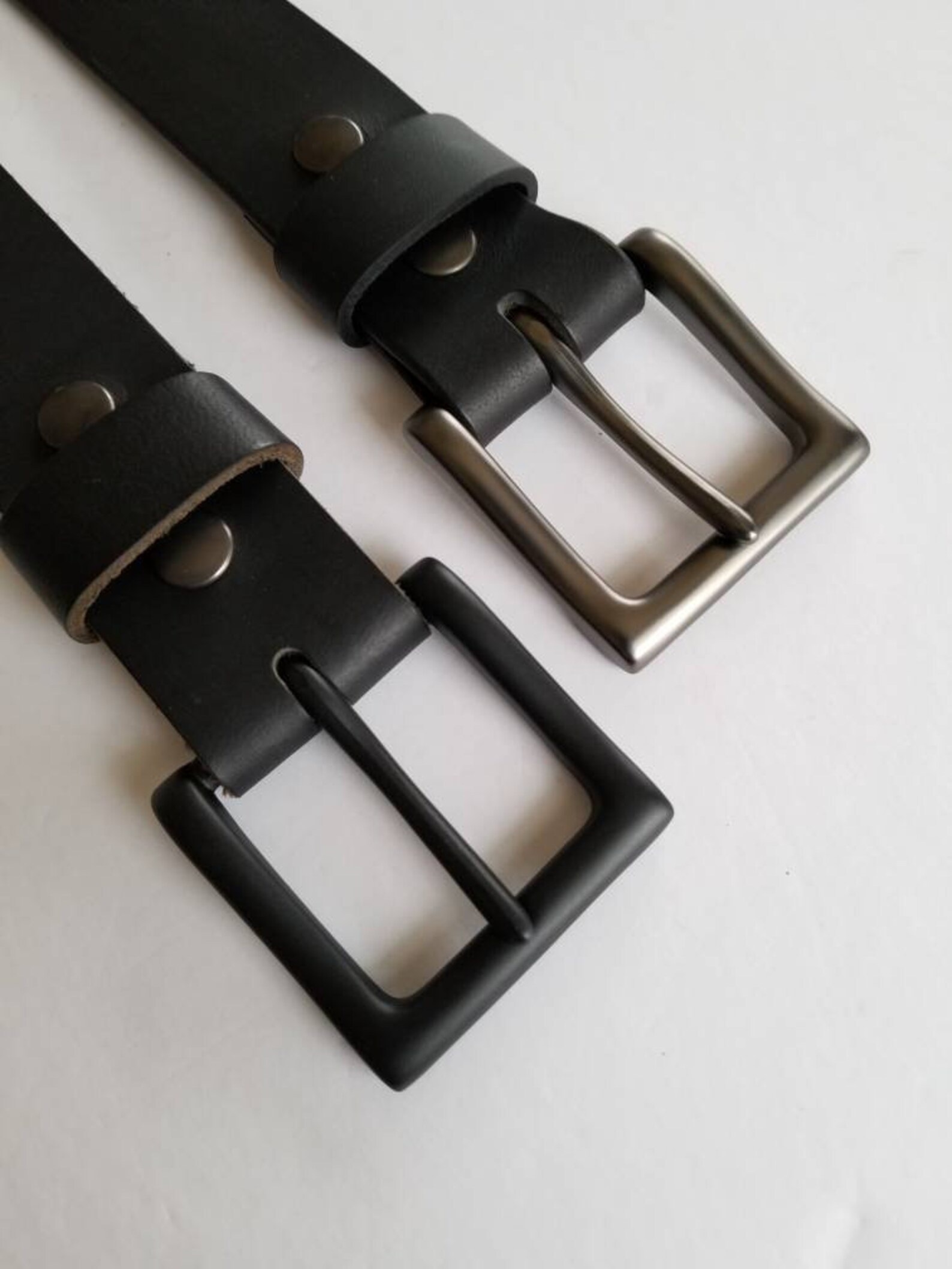 Leather Belt and Buckle Set Classic Black on Black Black Etsy Canada