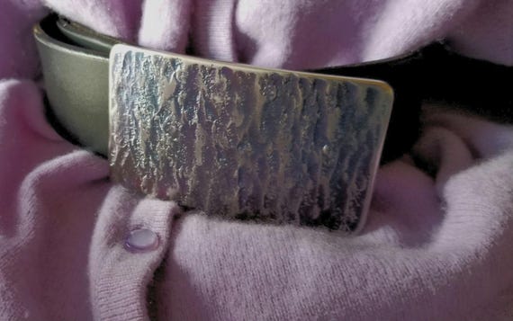 Belt & Buckle, Purple Buckle and Leather Belt, Hand Forged Unisex Belt Buckle, Golfer's Gift fits 1-1/2" Belt, Stainless Steel Anniversary