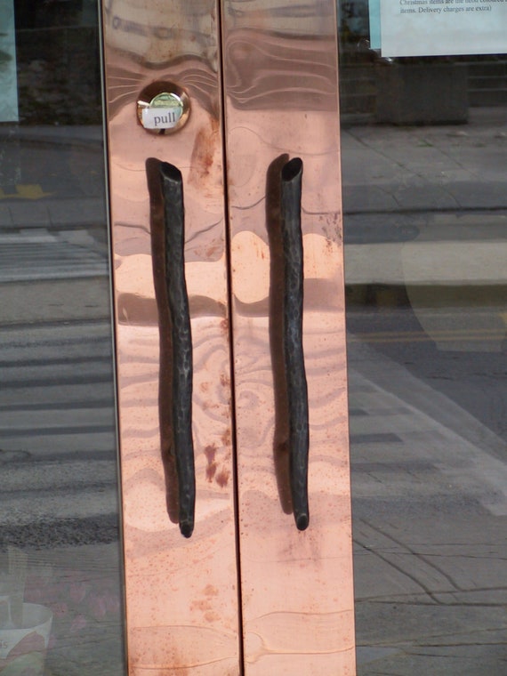 Architectural Hardware - Door Pull Black - Hand Forged Metal Hardware - Custom Steel Door Handle -Mounting Hardware- Pre Drilled - Custom