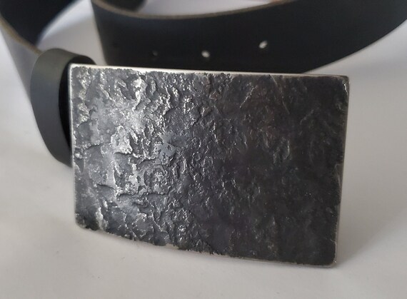 Charcoal Belt Buckle for Jeans, Unisex Buckle, Canadian Made, Hand Forged Stainless Steel Buckle with Gift Bag, Burlap or Velvet