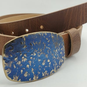Blue Jean Buckle & Belt, Rodeo Belt and Buckle Hand Forged Canadian Made Cowboy Buckle  Stainless Steel Buckle for Jeans, Unisex Gifts