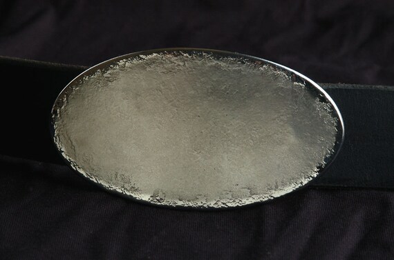 Silver Western Oval Belt Buckle ~ Hand Forged Accessories ~ Stainless Steel Signed Original ~ Cowboy Buckle w Polished Edge fits 1-1/2" Belt
