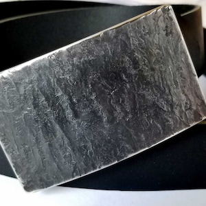 Belt Buckle Slate Belt Buckle for Jeans Canadian Made Hand Forged Stainless Steel Buckle Unisex, Fits 1-1/2&quot; Leather Belt w/Snaps