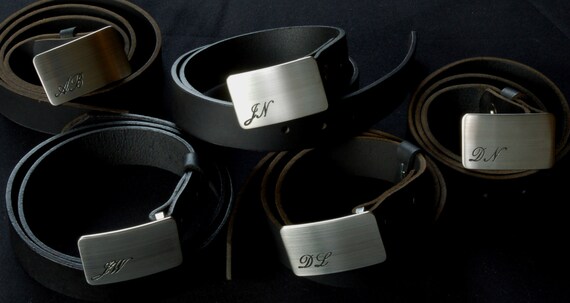 ETCHED Personalized Belt Buckles Wedding Accessories Groomsmen Accessories Brushed Stainless Steel Hand Forged Belt Buckle Fits 1.25" Belt