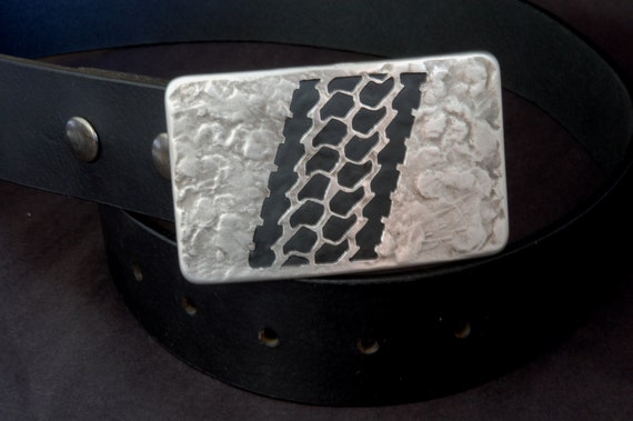 Jeep Belt Buckle Silver 4X4 Off Road Stainless Steel Accessories Tire Track Made in Canada ~ Hand Forged Belt Buckle Fits 1.5" Belt For Jean