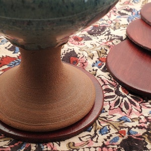 Leather Anniversary, Mother&#39;s Day Gift Four Trivets Variety of Colour Hand-Dyed Leather Drink Coasters Housewarming Gift, Host Gift, Barware