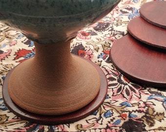 Hand-Dyed Leather Coasters, Drink Coasters, Set of 4