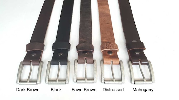 Leather Snap Belt & Antique Silver Buckle Gift Bag Custom Cut Belt Choose from Five Belt Colours ~ 1-1/2" Belt for Jeans, Chinos, Workwear