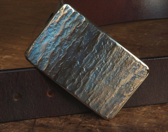Belt Buckle, Hand Forged Gold & Blue Buckle for Jeans, Hypoallergenic, Gifts for Guys, Anvil Textured, Unisex Gifts, Buckle Fits 1.5" Belt