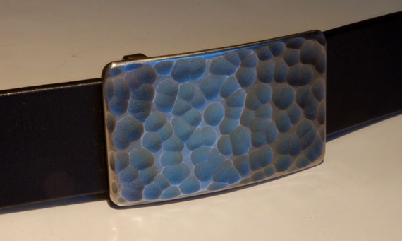 Blue Belt Buckle Hand Forged Solid Stainless Steel Unisex Hypoalergenic GOLF Accessories fits 1.25" Belt for Suits, Dress Pants, Golf Attire
