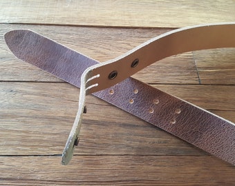 Custom Cut Leather Belt with Snaps, Interchangeable Buckle
