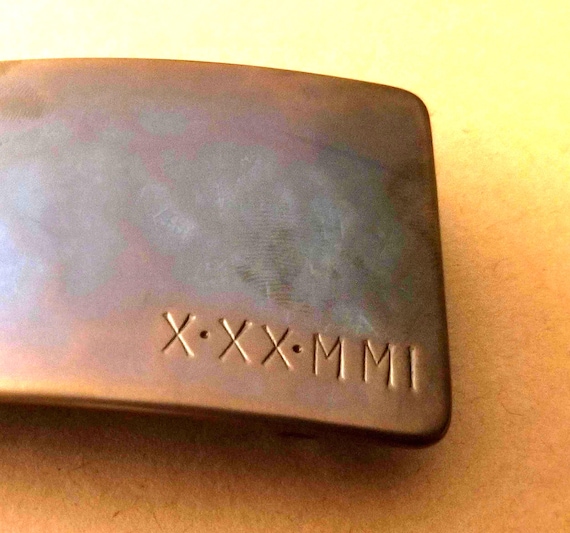 Bronze Anniversary Buckle For Jeans Customized Buckle Personalized Gift Anniversary or Special Occasion Gift Tally or Roman Numeral Buckle