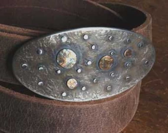 Belt Buckle Solar System Planets, Stars, Astronomy Buff, Hand Forged Stainless Steel Belt Buckle, Hypoallergenic Buckle for 1.5" Jean Belt