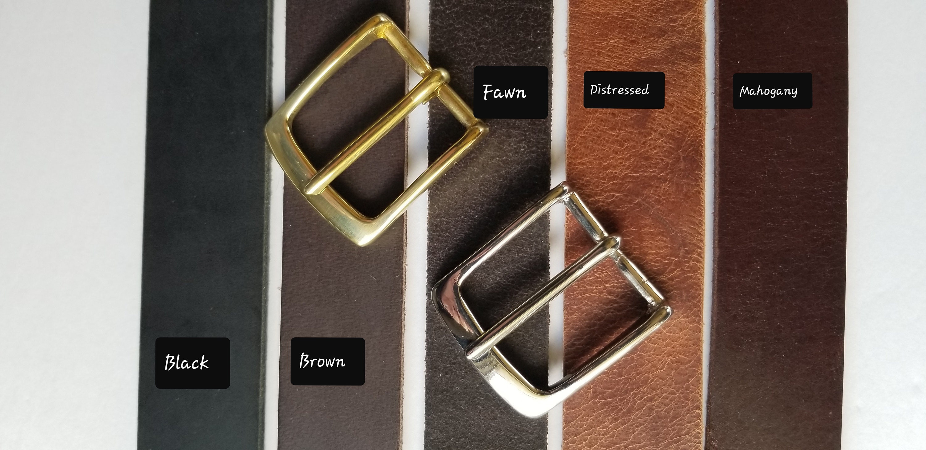 Leather Belt & Solid Brass Buckle or Nickel Plated Buckle, Choose from Five  Belt Colours, Belt and Buckle for Jeans or Belt Set for Suits