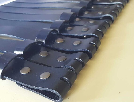 Navy Blue Hand Dyed Quality Leather Belts with snaps ~ Interchangeable ~ Custom Cut Jean Belts or Suit Belts ~ Variety of Custom Colours
