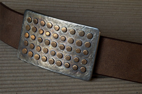 Mother's Day Polka Dot Buckle Oversized Belt Buckle Fits 2" Belt Funky Unisex Accessories Bronze or Stainless Steel Signed by Robert Aucoin