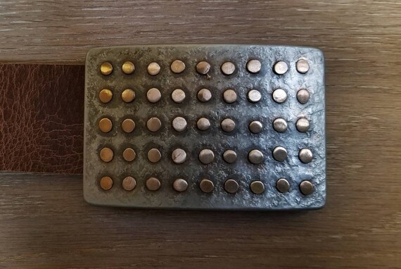 Polka Dot Buckle, Oversized Belt Buckle, Fits 2" Belt, Funky Unisex Accessories, Bronze or Stainless Steel , Signed by Robert Aucoin, Kilt