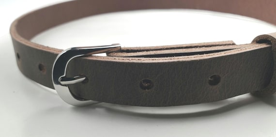 3/4" Wide Narrow Belt and Buckle for Ladies Skinny Belt & Buckle (Silver or Gold)  Kids Belt and Buckle Choose from five leather colours.