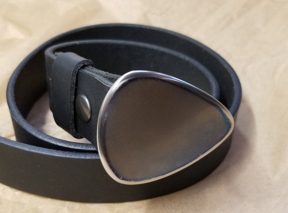 Belt & Buckle, Guitar Pick Buckle with Leather Snap Belt for Suit, Gifts for Guy and Gal, Father's Day Gift for 1.25" Leather Belt for Suits