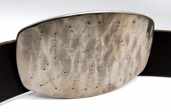 Astronomy Buckle Fits 2" Belt Unisex Accessories "Star Map" Stainless Steel Original Signed by Robert Aucoin