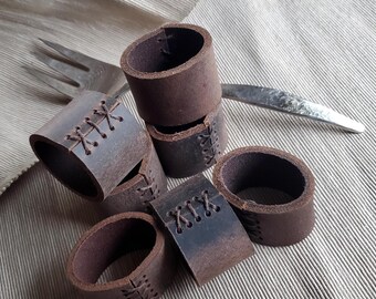 トープレザーナプキンリング、手縫い6個セット、カナダ製 - Etsy 日本