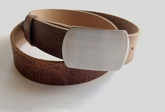 Men's Classic Satin Stainless Steel Belt & Buckle for 1/4" Belt, Golfer's Gift, Hypoallergenic, Unisex Buckle and Belt Set, Perfect Gift Set