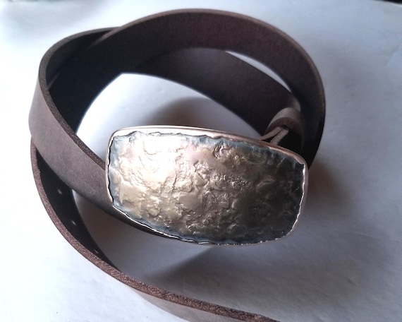 Belt & Buckle, Hand Forged, Bronze Buckle, Stainless Steel, Bronze Anniversary Jean Buckle for 1.5" Belt with Gift Bag, Choose Belt Colour