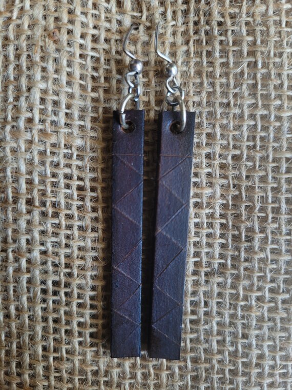 Lightweight Leather Earring Set with Shepherd Hooks, Variety of Colours, Hand Made Canadian Jewelry & Burlap Storage Bag, Stocking Stuffer