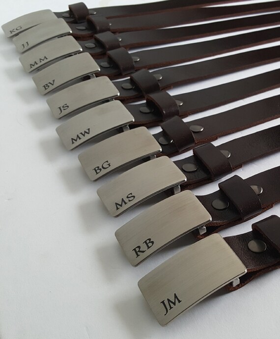Monogrammed Buckle & Dark Brown Belt - Customized Accessory ~ Buckle and 1.5" Leather Belt - Bridal Set ~ Groom Groomsmen Gift ~ Keepsake