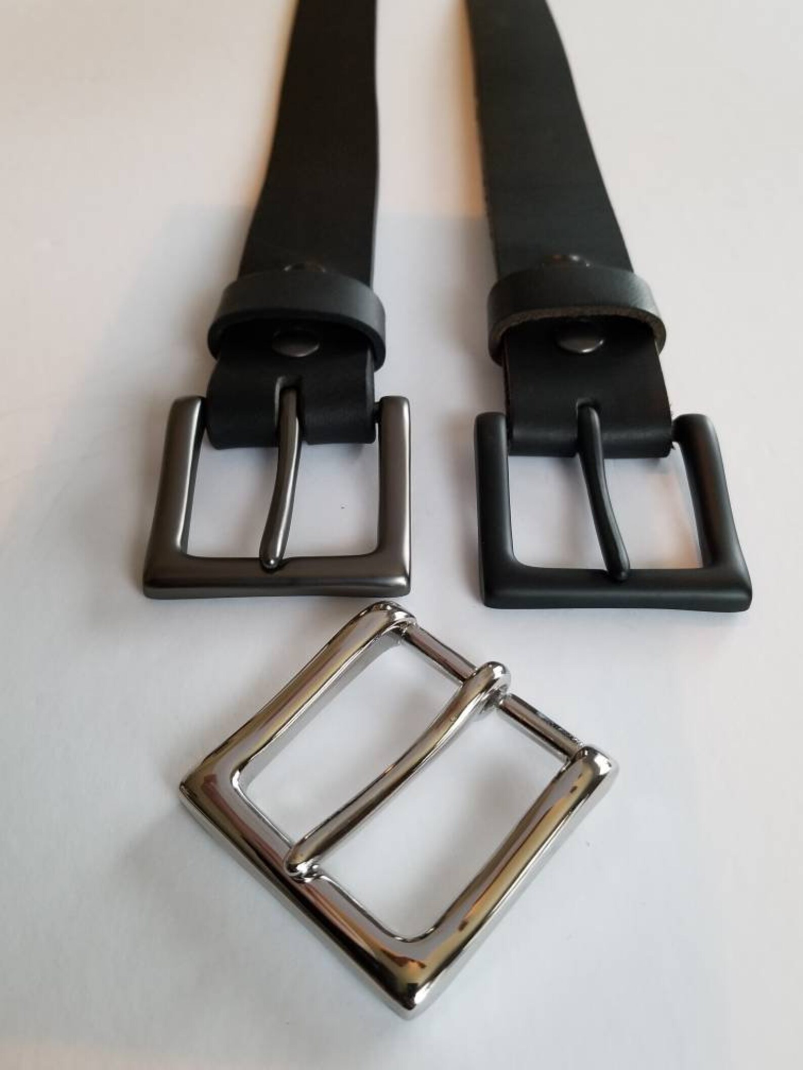 Leather Belt and Buckle Set Classic Black on Black Black Etsy Canada