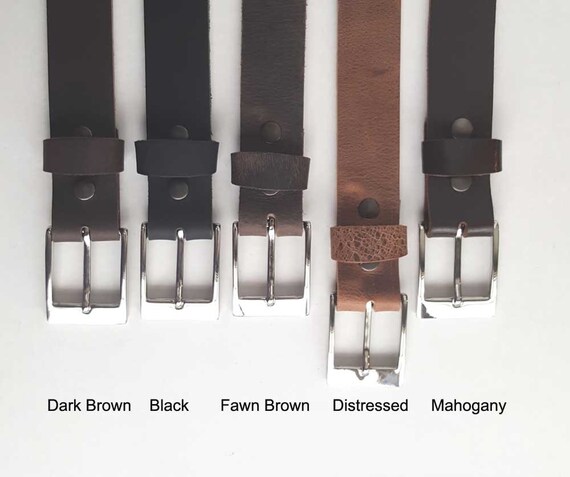 Distressed Leather Belt & Buckle with Snaps, Belt Keeper Will Custom Cut for You ~ 1-1/2" wide Belt for Jeans or 1-1/4" wide Belt for Suits