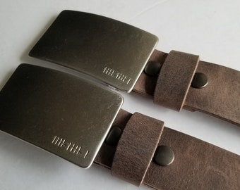 Anniversary Gift, Personalized Stainless Steel Buckle with Leather Belt, Roman Numeral or Tally Marks