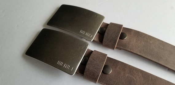 Customized Gift, Anniversary Gift, His & Hers, Belt and Buckle Set For Jean, Personalized Gift, Tally, Roman Numeral Buckle w/ Leather Belt