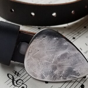 Guitar Pick Belt Buckle w/ Quality Leather Snap Belt Interchangeable Belt Signed Original Belt & Buckle Unisex Gift Guitar Player Gifts
