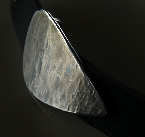 Silver & Blues GUITAR Pick Belt Buckle ~ Musician's Accessories ~ Anvil Textured Buckle ~ Hypoallergenic ~ Stainless Steel fits 1-1/2" Belt