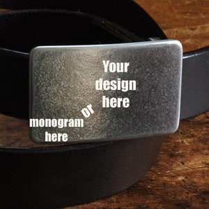 Monogrammed Buckle & Belt, Silver Suit Buckle, HYPOALLERGENIC Buckle, Handcrafted Stainless Steel, Unisex Gifts, Buckle With 1-1/4&quot; Belt