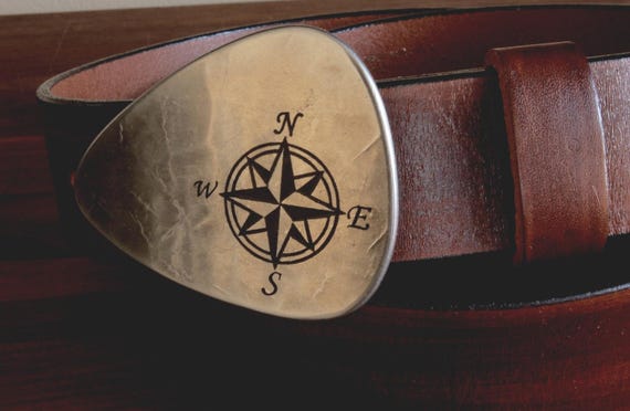Belt Buckle Nautical Compass Belt Buckle Canadian True North Guitar Pick Buckle Hypoallergenic Accessories Fits 1.5" Leather Belt for Jeans