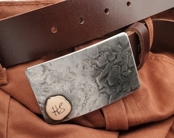 Your Monogram Buckle & Belt "Your Initial" Keepsake Father's Day Gift Hypoallergenic Unisex Buckle and 1-1/2" Leather Belt