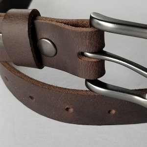Dark Brown Belt & Simple Buckle Unisex Gift Distressed Belt Copper Buckle Black Belt and Buckle Work Gear Belt for Jeans or Suits