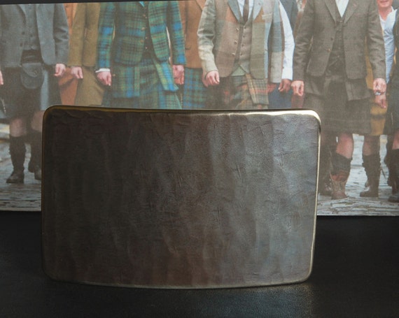 KILT Belt Buckle, Hand Forged Buckle, Scottish Stainless Steel Buckle, Signed by Artist, 2" Belts Available with Snaps, Made to Order Gift