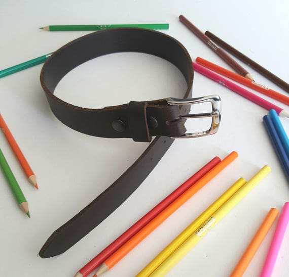 Leather Belt & Buckle, Back to School, Five Belt Colours, Belt with Snaps, Belt for Jeans or Suit, Dress Pant Belt, Custom Cut for Children