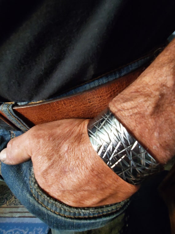 Unisex Wrist Cuff, Silver Bracelet, Hypoallergenic Cuff, Bracelet, Hand Forged Stainless Steel, Signed Original by Robert Aucoin