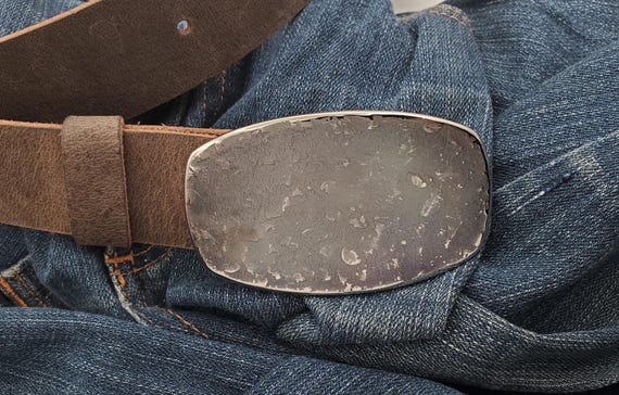 Jean Belt Buckle Original Unisex Buckle Hand Forged Anvil Textured Hypoallergenic Accessories Stainless Steel Buckle Fits Leather Belt