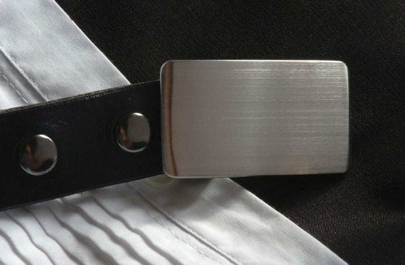 Suit Belt Buckle, Satin Brushed Stainless, Hypoallergenic, Canadian Classic Silver Stainless Steel Suit Buckle fits 1-1/4" Leather Belt