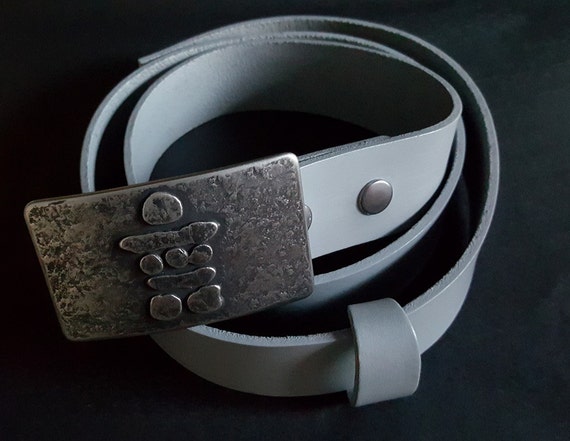 Canadian Inuit Inukshuk Belt Buckle Hand Forged Stainless Steel Signed Hypoallergenic Solid Stainless Steel fits 1.5" Belt for Blue Jeans