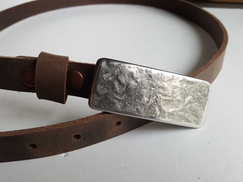 One of a Kind Gift 78 INTERCHANGEABLE Belt /& Hand Forged Buckle Canadian Made Gift for Her Narrow Belt and Buckles Belt has Snaps